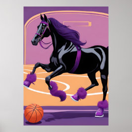 Poster Funny Horse Jogando Basquete
