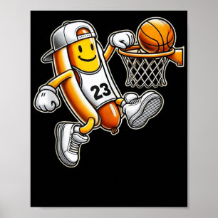 Poster Funny Hotdog Basball Dunk Sports Court Athletic