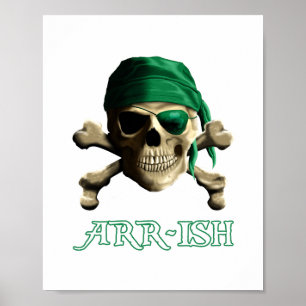 Poster Funny Irish Jolly Roger Pirate Skull ARR-ISH