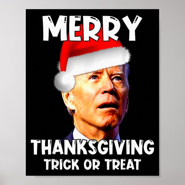 Poster Funny Joe Biden Santa Hat Merry Thanksgiving Chris (Frente)