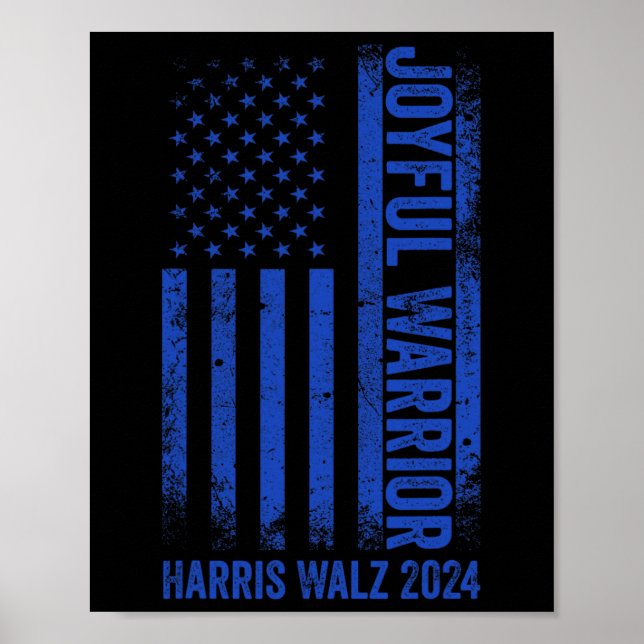 Poster Funny Joyful Warrior Harris Waltz 2024 Usa Flag (Frente)