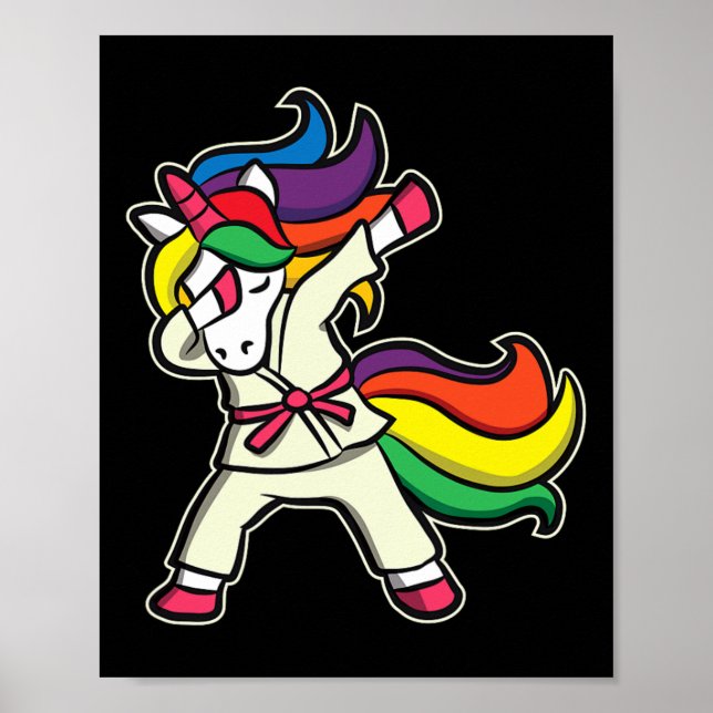 Poster Funny Karate Unicorn Para Raparigas Karate (Frente)
