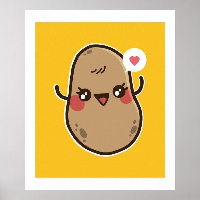 Poster Funny Kawaii Potato Cute Girls Adolescentes Gráfic (Frente)