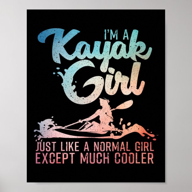 Poster Funny Kayak Girl Art For Women Kayaking Lover Boat (Frente)