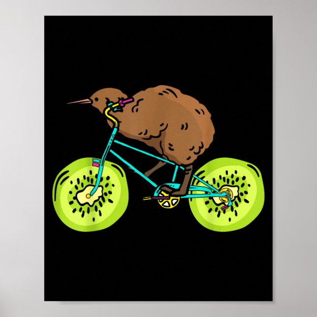 Poster Funny Kiwi Biker Cycling Gift New Zealand  (Frente)