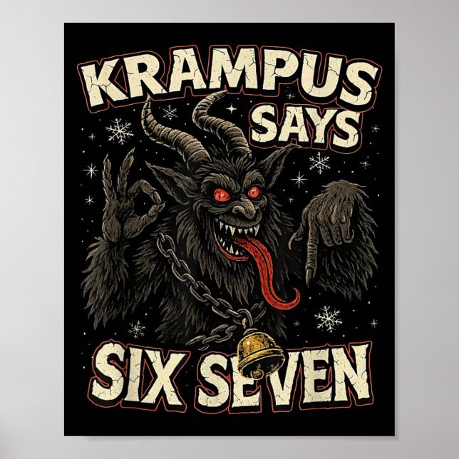Poster Funny Krampus Says Six Seven 6 7 Meme Christmas Ho (Frente)