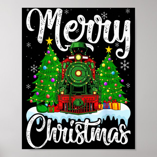 Poster Funny Lover Xmas Lighting Santa Train Christmas  (Frente)