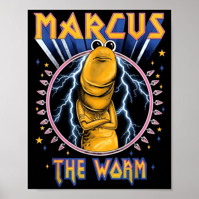 Poster Funny Marcus The Worm Heavy Rock Rockworm Humor Me (Frente)