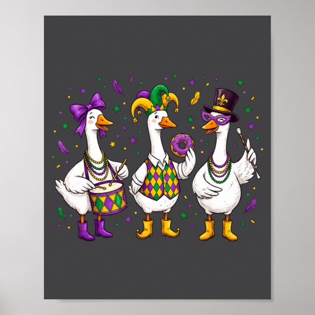 Poster Funny Mardi Gras Carnival Silly Goose Mask Louisia (Frente)