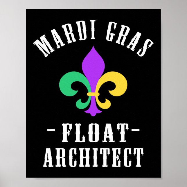 Poster Funny Mardi Gras Float Architect Fleur De Lis (Frente)