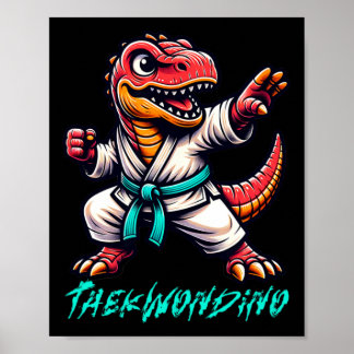 Poster Funny Martial Arts Karate Taekwondo Dino Animal Cu