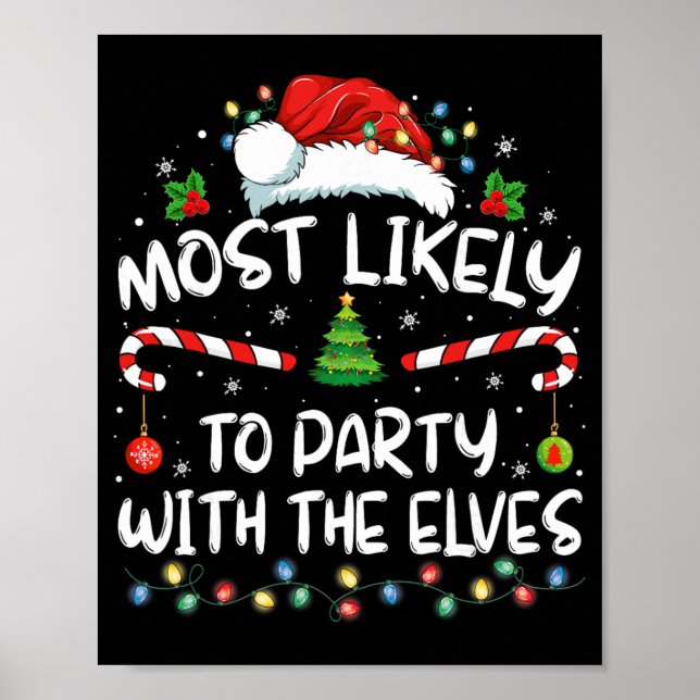 Poster Funny Matching Christmas Most Likely To Party With (Frente)