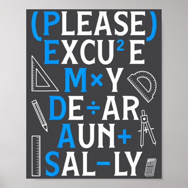 Poster Funny Math Rules Pemdas Pun Teachers Math Day  (Frente)