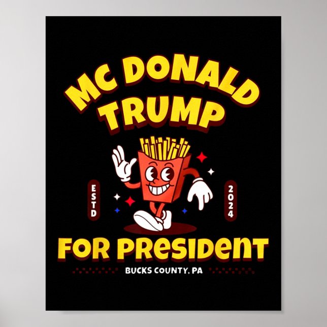 Poster Funny Mcdonald Trump Presidente 2024 Batata Frita  (Frente)