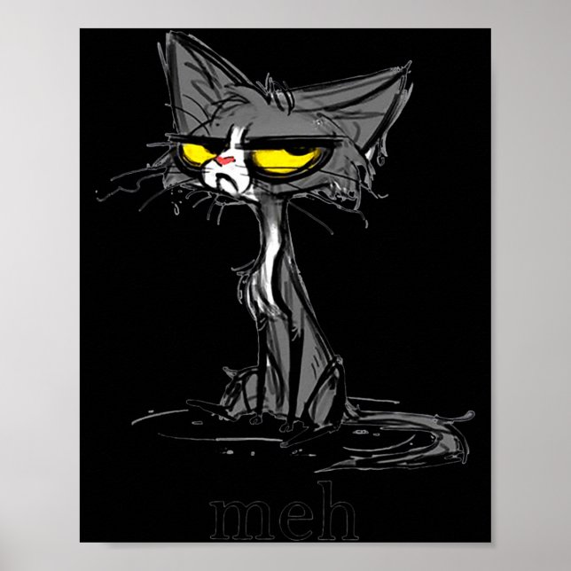 Poster Funny Meh Cat Gift For Cat Lovers  (Frente)