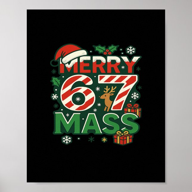 Poster Funny Meme Merry 67 M Candy Cane Christmas Numbers (Frente)