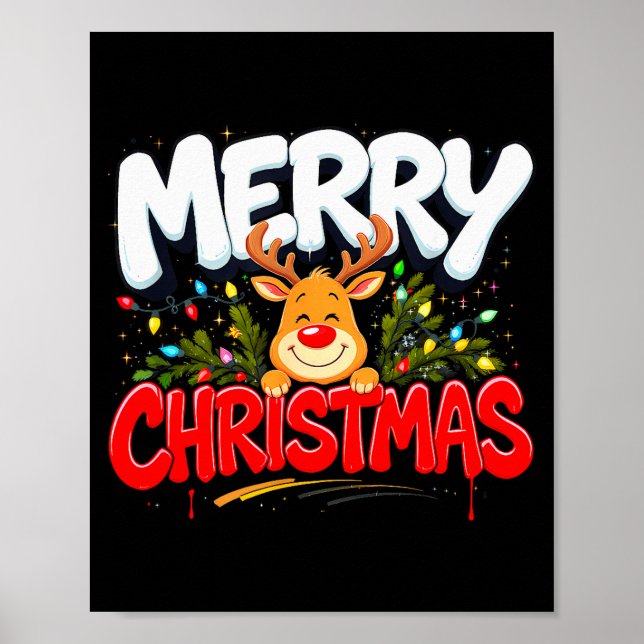 Poster Funny Merry Christmas Reindeer Xmas Family Men &am (Frente)