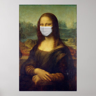 Poster Funny Monalisa Veste Máscara Facial Coronavírus