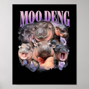 Poster Funny MooDeng Baby Pygmy Hippo Cute Zoo Para Famíl
