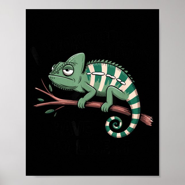 Poster Funny Morning Person Coffee Lover Chameleon  (Frente)