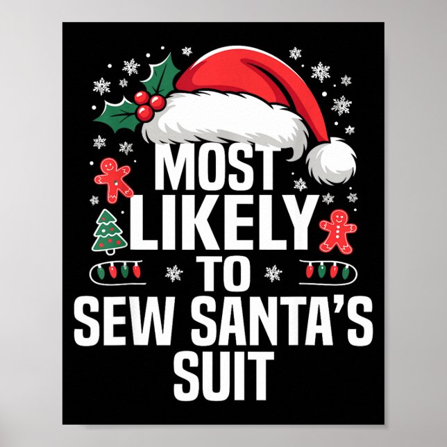 Poster Funny Most Likely To Christmas Family Pajama Match (Frente)