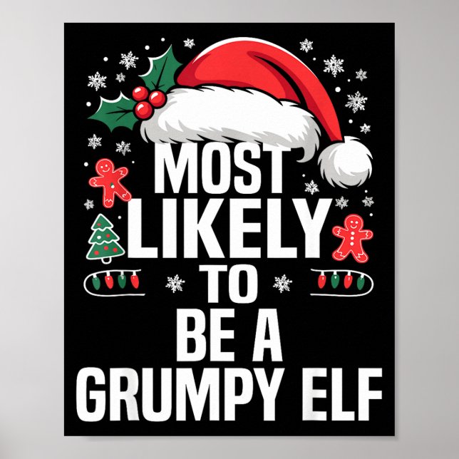 Poster Funny Most Likely To Christmas Family Pajama Match (Frente)