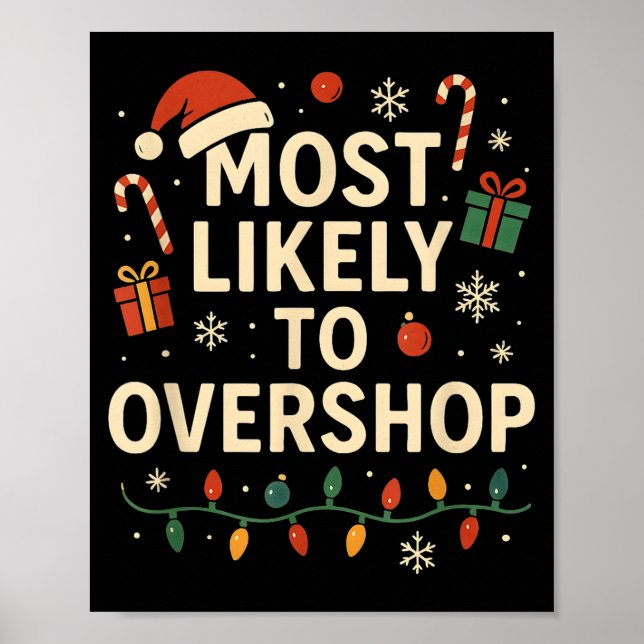 Poster Funny Most Likely To Overshop Family Christmas  (Frente)
