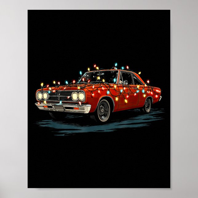 Poster Funny Muscle Car Christmas Graphics Lights Lover  (Frente)
