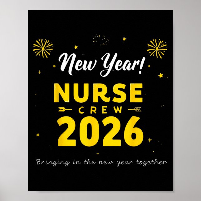 Poster Funny New Year Nurse Crew 2026 Healthcare Celebrat (Frente)