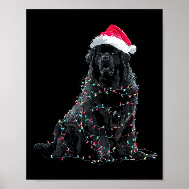 Poster Funny Newfoundland Christmas Graphic Dog Lights Lo (Frente)