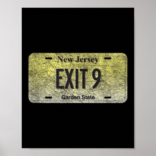 Poster Funny Nj State Vanity License Plate Exit 9  (Frente)