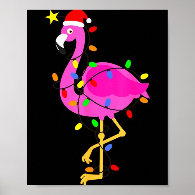 Poster Funny Nk Flamingo In Santa Hat Christmas In July M (Frente)