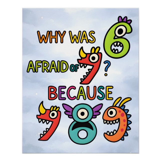 Póster Funny Numbers Math Joke Sticker for Kids (Frente)