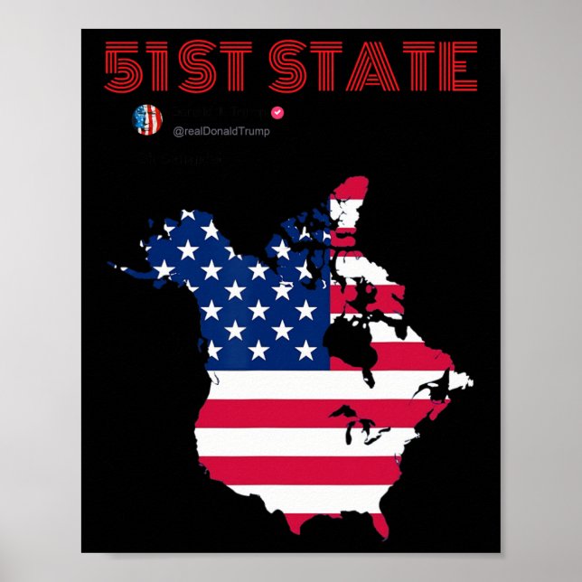 Poster Funny O Canada 51rua State Trump Canada Meme Ameri (Frente)