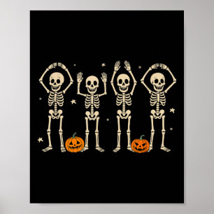 Poster Funny O-h-i State Skeleton Ohio Halloween Vintag