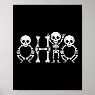 Poster Funny O-h-i State Skeleton Ohio Vintage Hallowee