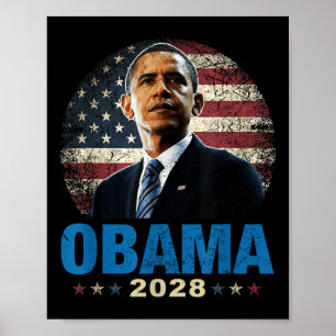 Poster Funny Obama 2028 Us Flag