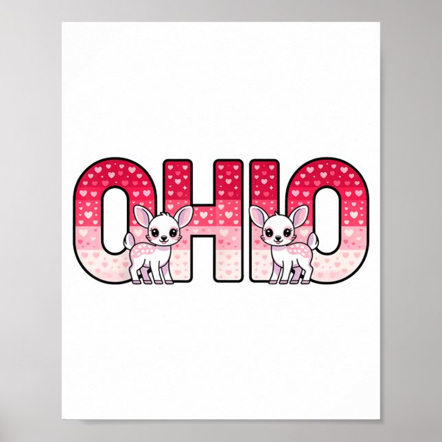 Poster Funny Ohio Deer Midwestern Party O-h-i-o In Valent (Frente)