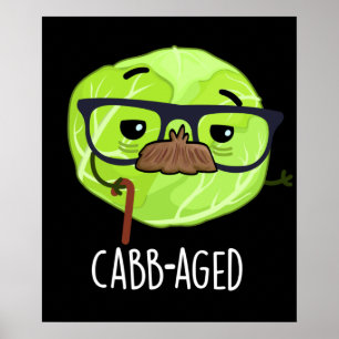 Poster Funny Old Veggie Engraçado de Cabeça Escuro BG