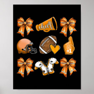 Poster Funny Orange Cheer Coquette Futebol Mãe Mulheres G