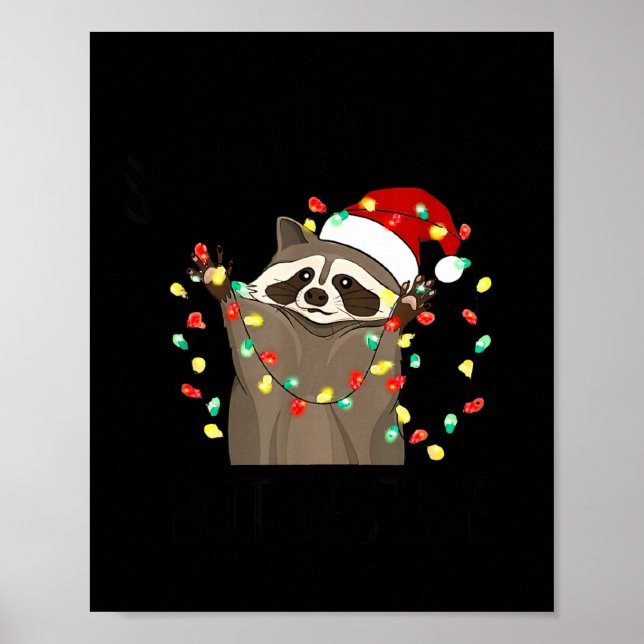 Poster Funny Overstimulated But Festive Raccoon Christmas (Frente)