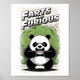 Poster Funny Panda making a Fart on a White