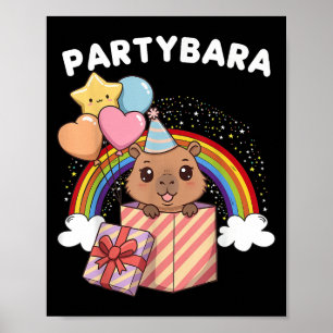 Poster Funny Partybara Capybara Feliz Aniversário Meninos