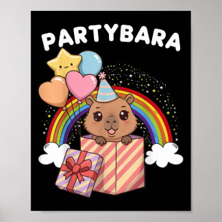 Poster Funny Partybara Capybara Feliz Aniversário Meninos