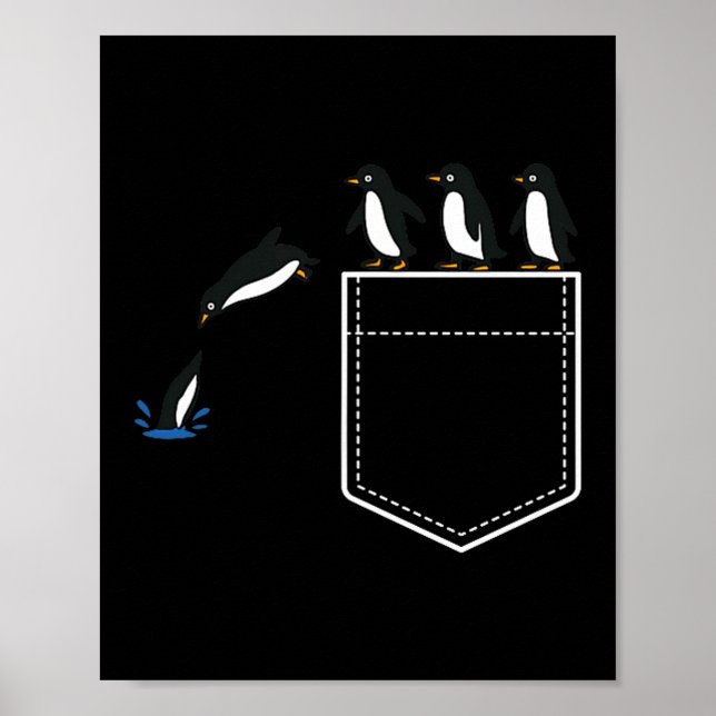 Poster Funny Penguin Cket Cute Diving Penguin Animal Love (Frente)