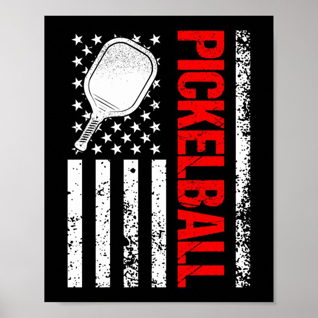 Poster Funny Pickleball American Flag American (Frente)