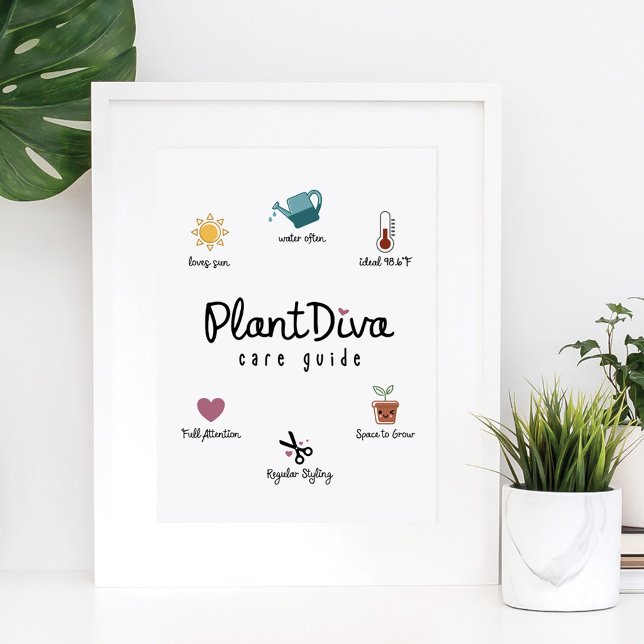 Poster Funny Plant Diva Care Guide (Criador carregado)