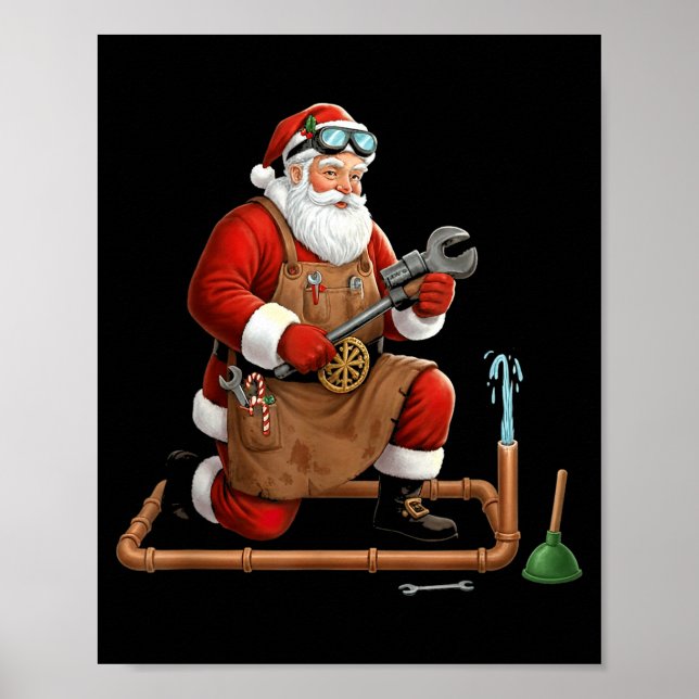Poster Funny Plumber Santa Christmas Graphic  (Frente)