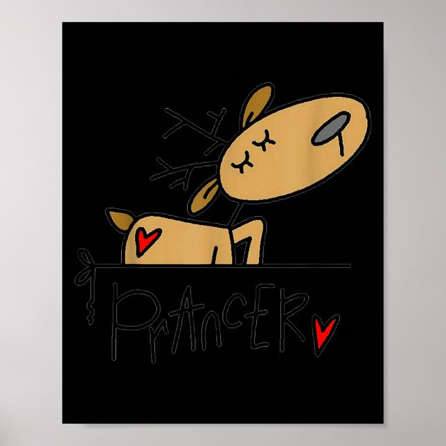 Poster Funny Prancer Reindeer Christmas Holiday S  (Frente)