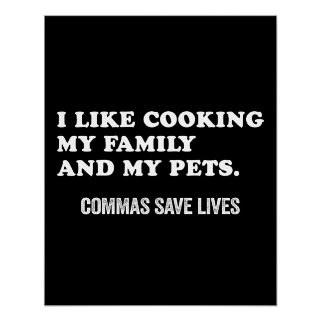 Póster Funny Punctuation Saying Commas Save Lives (Frente)